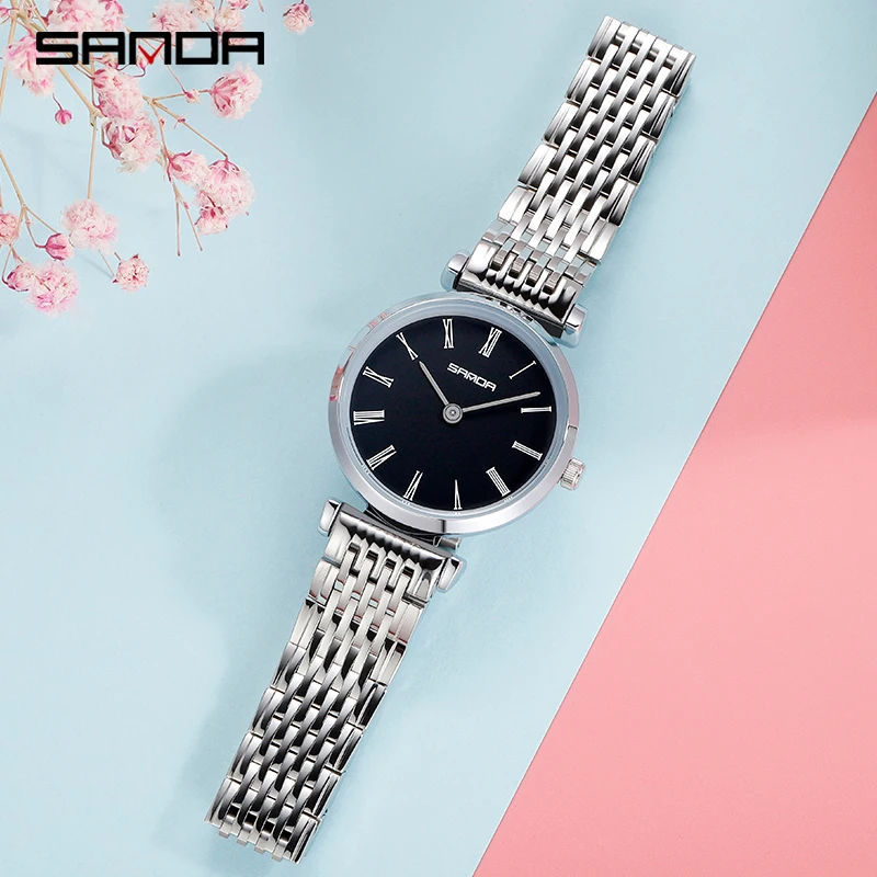Часы SANDA женские кварцевые из нержавеющей стали супертонкие брендовые