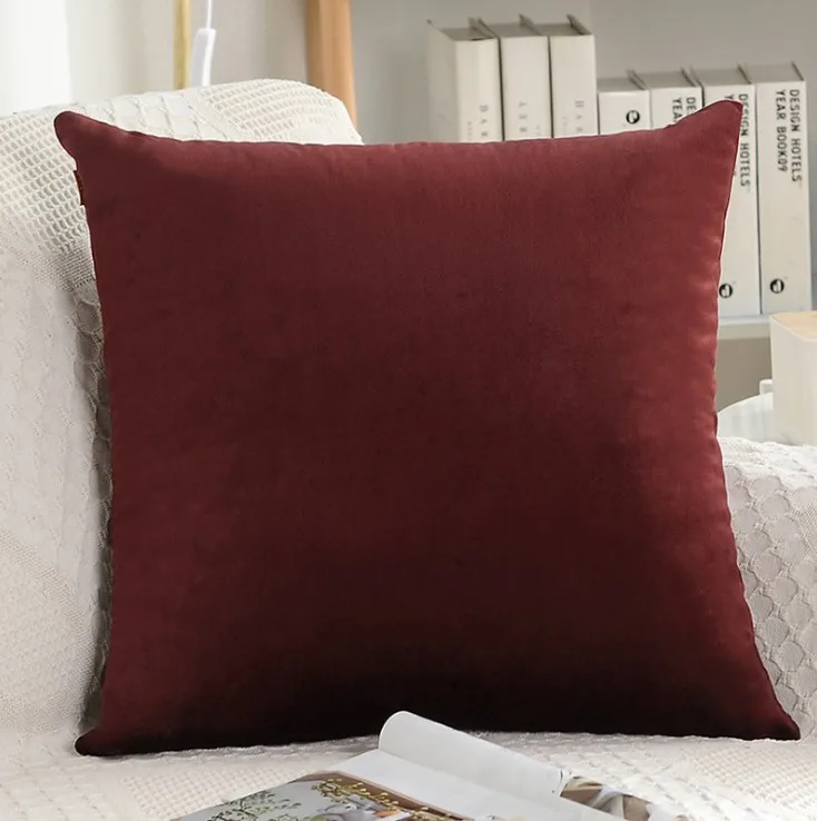 wine red Синий Розовый супер мягкий бархат декоративная подушка для дома обложка серый зеленый велюровая Подушка домашняя декоративная наволочка 30x50 см - Цвет: wine red