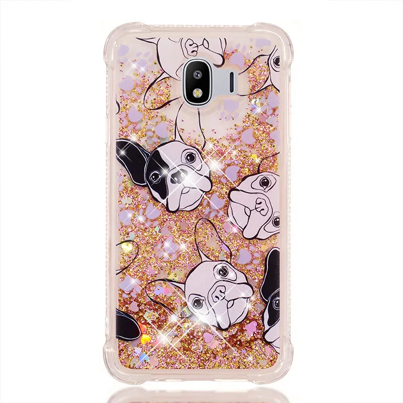 Black White Dog Блестящие жидкие зыбучие пески Чехлы для samsung Galaxy J4 J6 J3 J7 J2 Pro J4+ J6 Premium J400F J120 J510 J710 задняя крышка - Цвет: Black White Dog