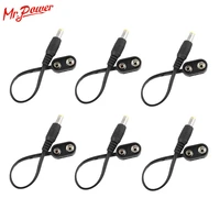 6pcs battery clip converter 9v power cable snap connector dc 2 1 5 5mm plug for guitar effect pedal battery power supply adapter