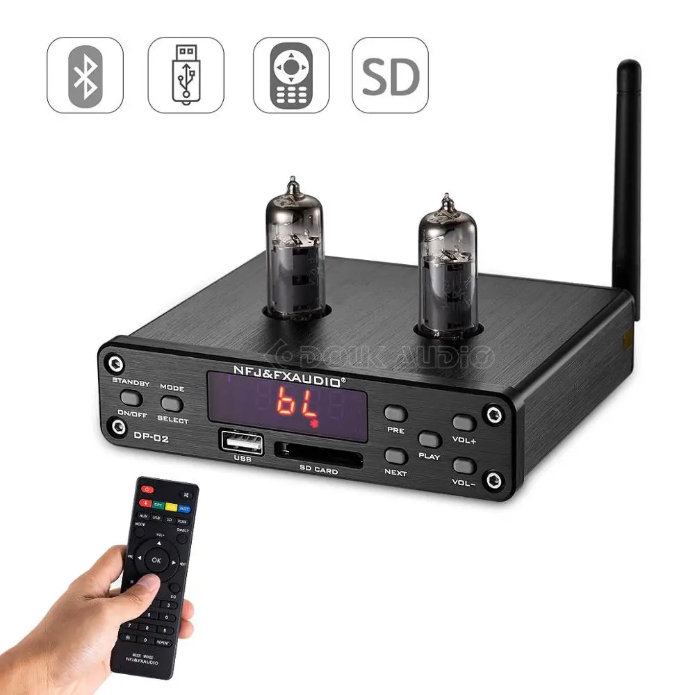 Черный Nobsound мини HiFi 6K4 клапанная трубка предусилитель аудио Предварительный усилитель с u-диском/sd-картой/Bluetooth/3,5 мм Jack/RCA входы - Цвет: Черный