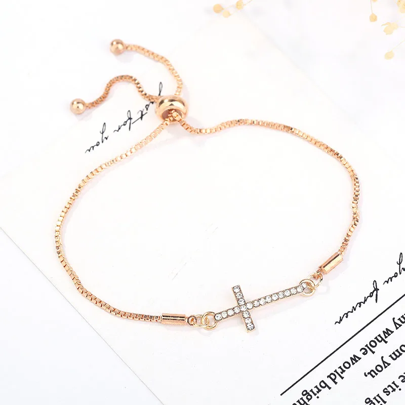 EDS женский браслет металлические браслеты дружбы серебряный золотой крест