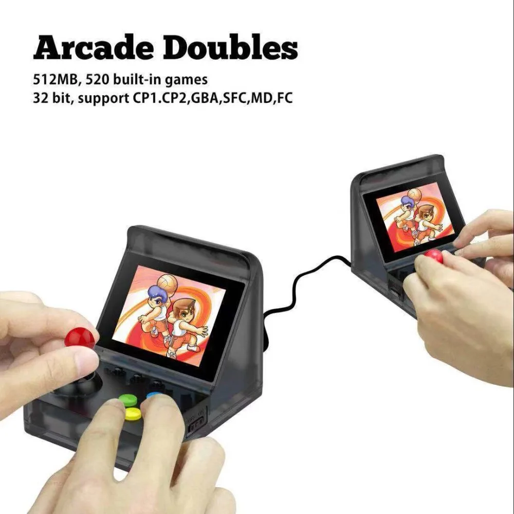 32Bit 3.0'' Mini Portable Retro Video Game Console Handheld Players Built-in 520 Classic Games Support Arcade Doubles Connection |