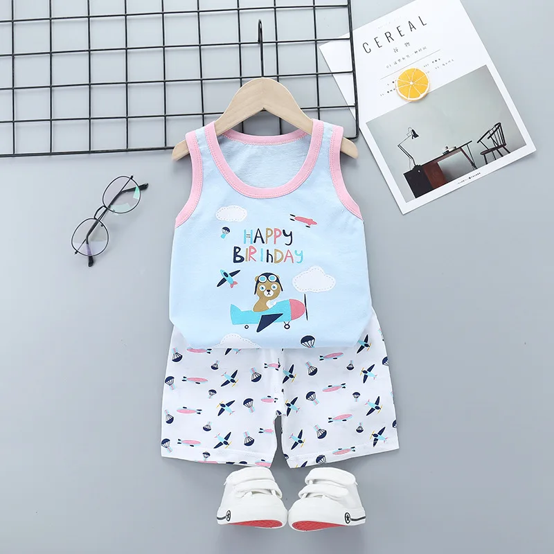

2020 Infant Clothes Toddler Children Summer Baby Boys Girls Clothing Set Children Sport Kid Suits Tracksuits Cotton Vest + Pants