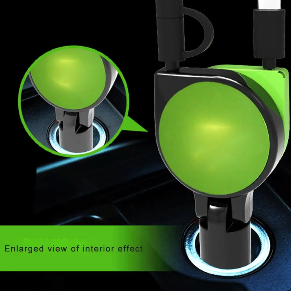 Car Charger Quick Charge 3.1A with Dual Retractable Cable Multifunctional 3 in 1 Compatible Android Type-C iPhone |