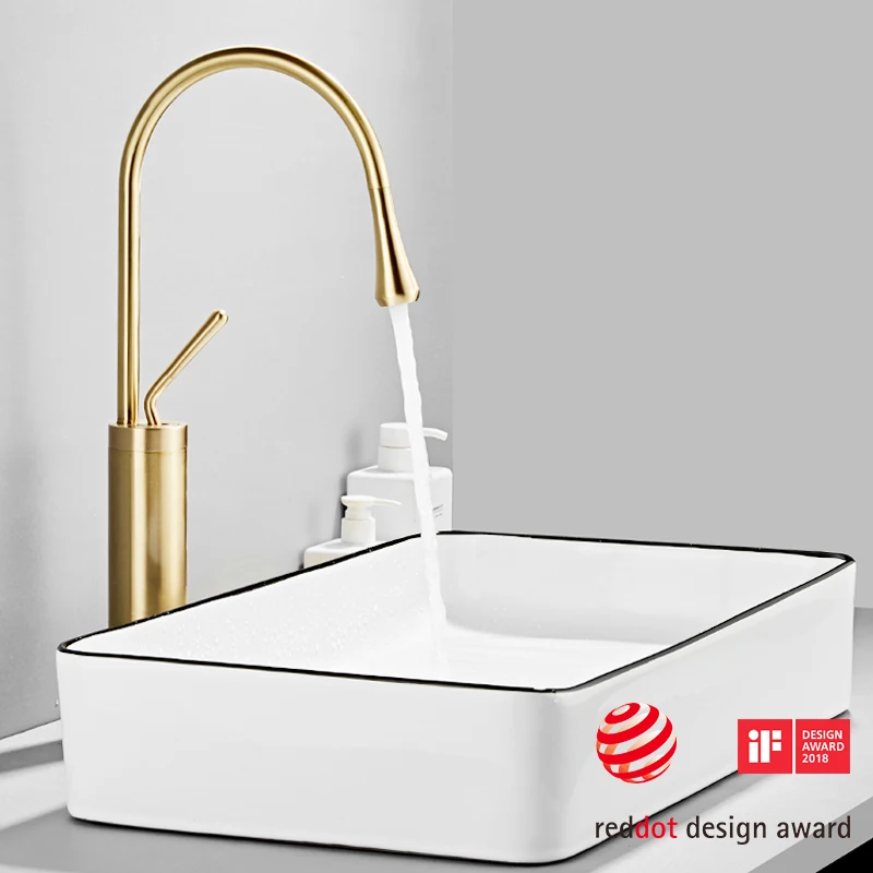 Современные матовые золотисто-белые смесители для раковины с одной ручкой