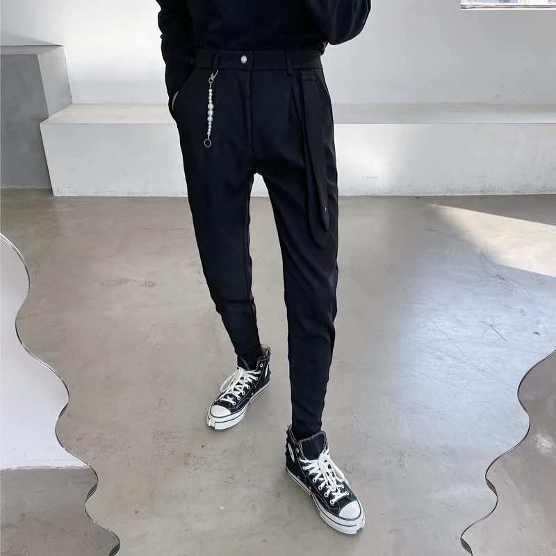 Брюки-Карандаш мужские классические темные повседневные модные штаны маленькие