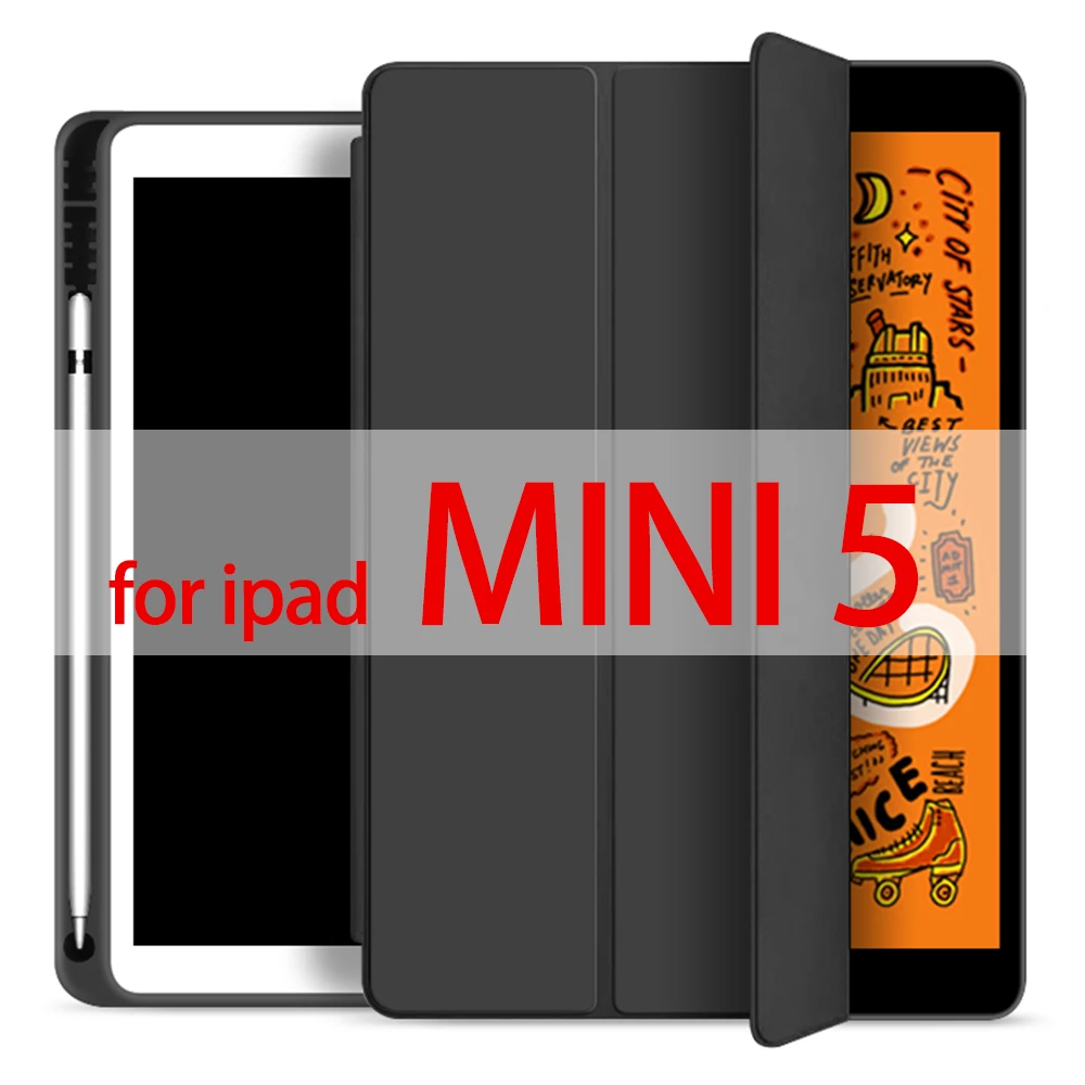 black mini5 Чехол для Ipad чехол для Ipad Air 10,5 дюймов / Новинка с держателем для карандашей кожаный чехол для IPad MINI 5 Чехол Pro 11 - Цвет: black mini5