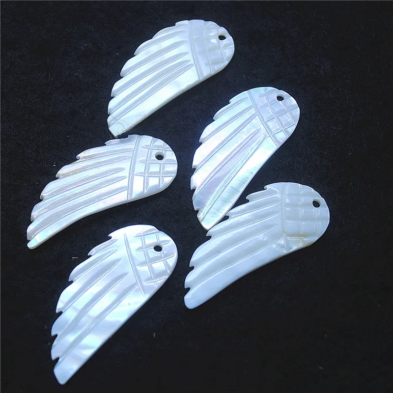 Colgantes de concha blanca natural para mujer, 12 piezas, forma de ala, 35x15mm, fabricación de joyas encantadoras, diseños de joyería, cuentas sueltas