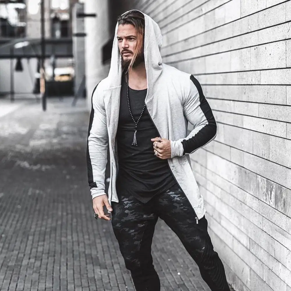 Семь Джо Для мужчин спортивные куртки с капюшоном Спортивная Фитнес Бодибилдинг толстовка на молнии