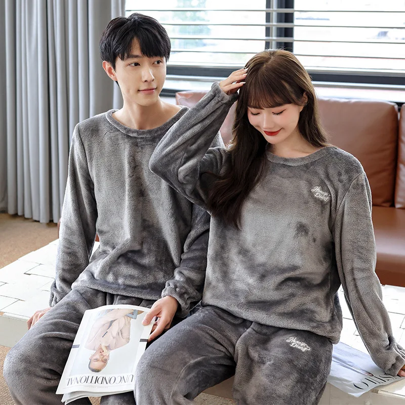 2022 Autumn Winter Warm Flannel Women Pyjamas Sets Thick Coral Velvet Long Sleeve  Sleepwear Thin Flannel Pajamas Set