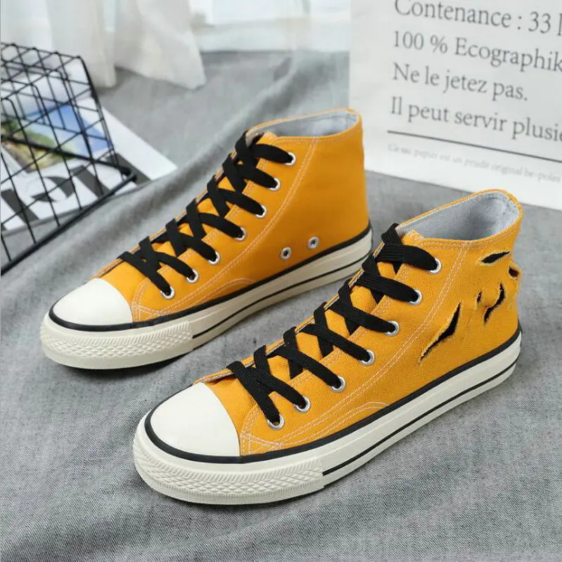 Кеды мужские высокие дышащие удобные холщовые кроссовки на шнуровке плоская