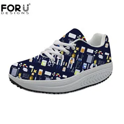 

FORUDESIGNS Hospital Doctor Lace Up Women Shoes Casual Sneakers Platform Woman Swing Shoes Flats Summer Swing Slimming Shoes