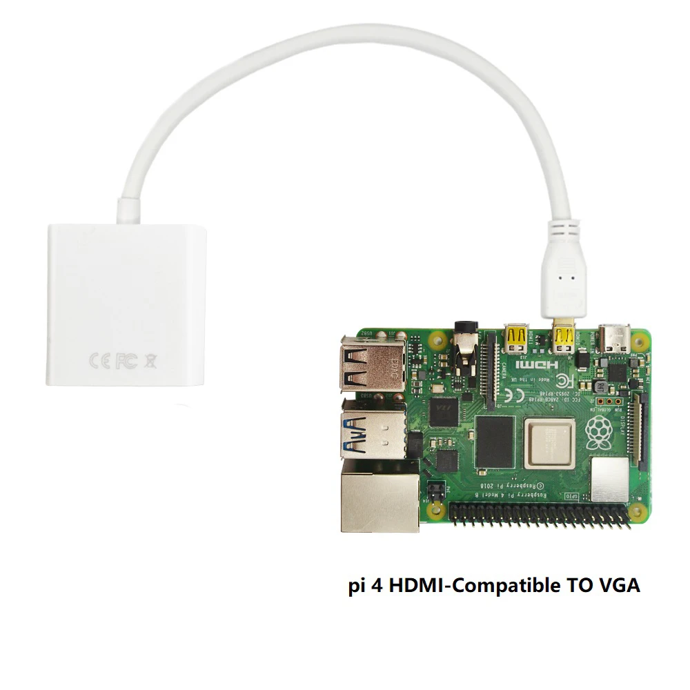 

CAMEIDO R132 Raspberry pi 4 Micro HDMI-Compatible VGA Adapter With USB Data Cable And With Audio Port Cable Computer