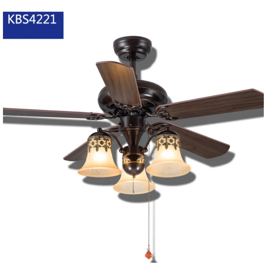 

Vintage ceiling fan with light Living room Kitchen Dining room roof fan with remote controller 42 Inch industrial ceiling fan