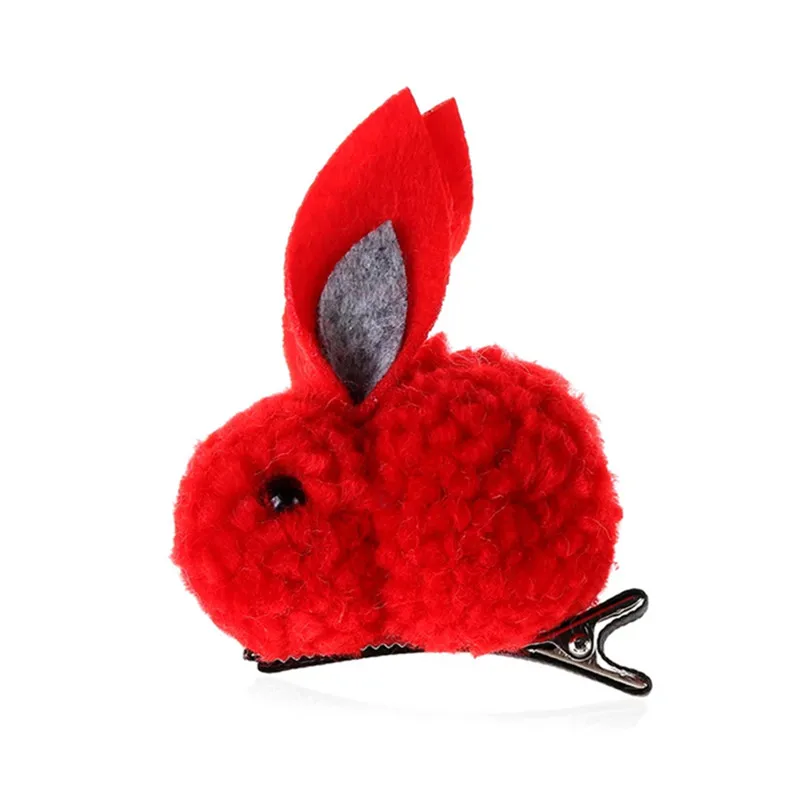red B Новые милые животные кролик стиль повязки для волос для детей девочек Войлок трехмерный плюшевый ободок с кроличьими ушами аксессуары для волос - Цвет: red B