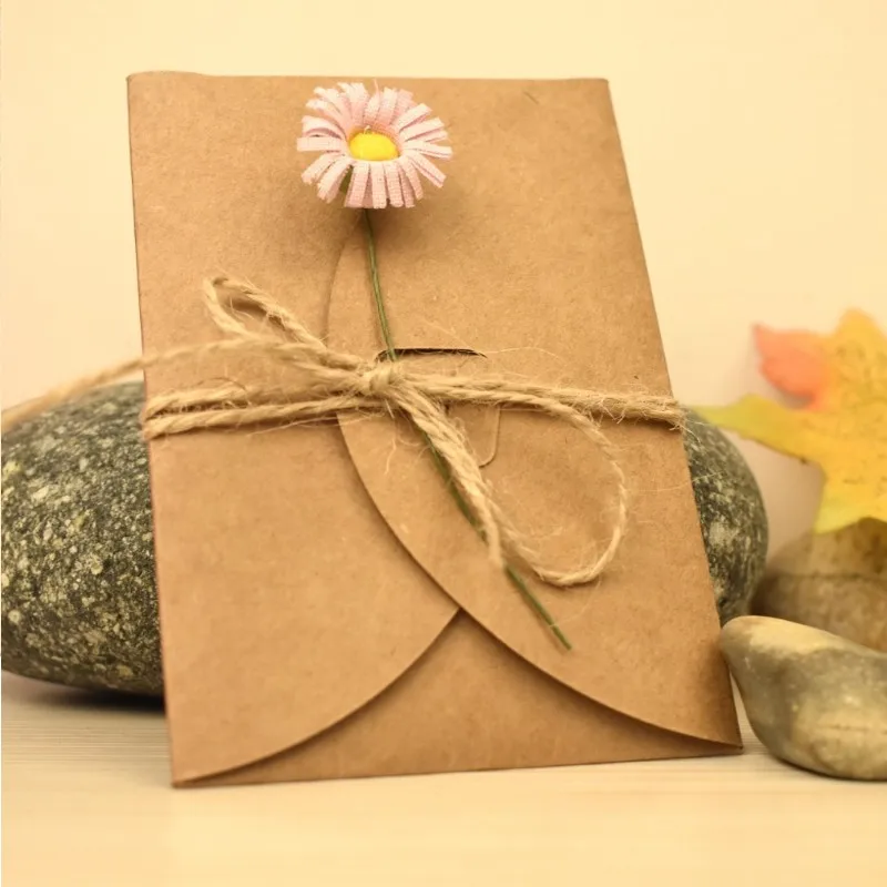 

1 шт./лот крафт-бумага сушеные цветы бумажная открытка с наилучшими пожеланиями поздравительные открытки на Рождество День рождения Вечери...