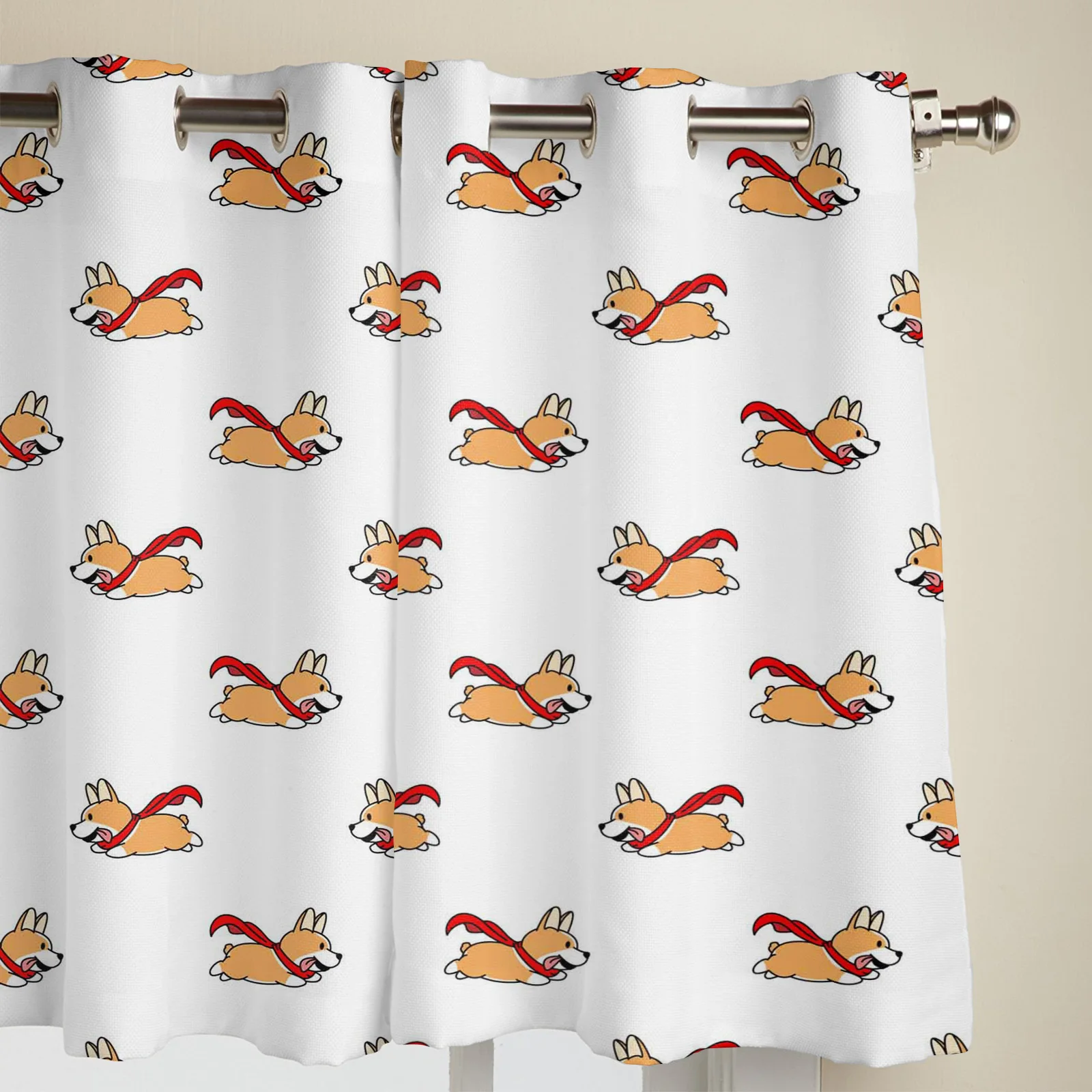 Занавеска на окно с изображением животных из мультфильмов милая собака корги s