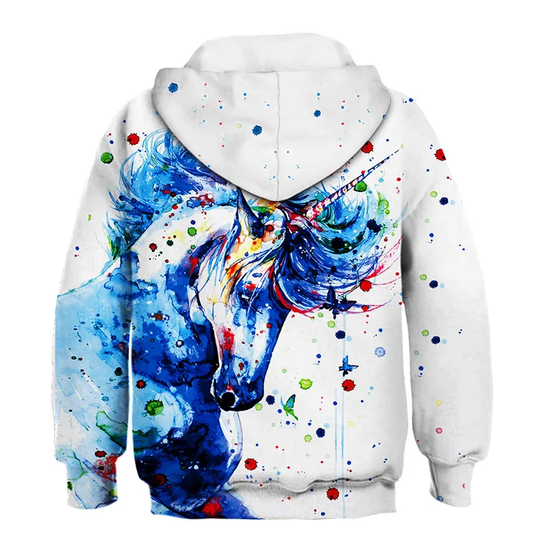 Детские толстовки с капюшоном мультяшный 3d-принт фламинго кот единорог