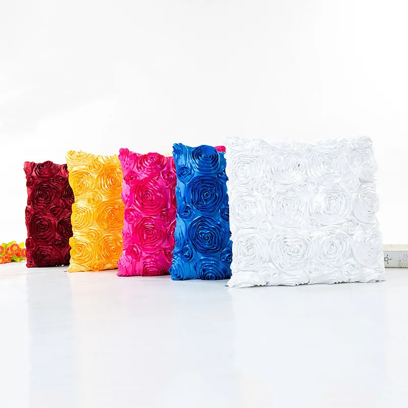 

Чехол для подушки с 3D розами 40*40 см, свадебное украшение, Роскошная атласная наволочка для вечеринки, домашнего декора, диванная Наволочка н...