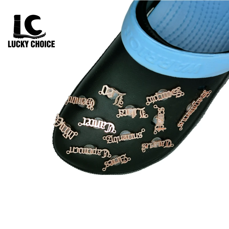 

1PCS Metal Croc Charms Designer Rhinestone Shoe Shoe Accessories Constellation Decorations for Shoe Fit Bracelets Kid Shoe