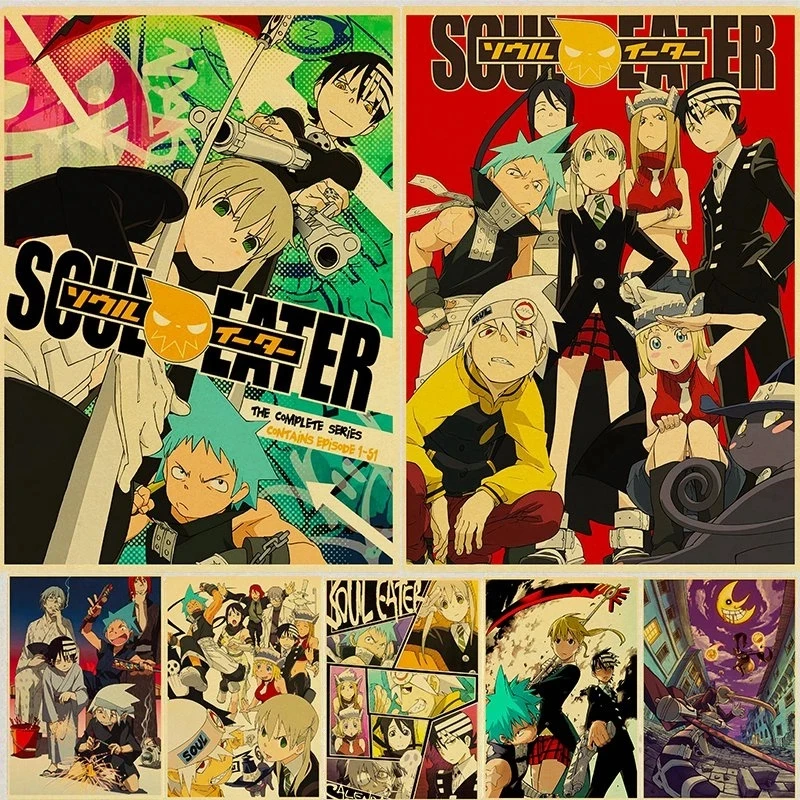 

Classic Anime Soul Eater Poster Vintage Kraft Paper Prints and Anime Posters Art Painting For Fans Home Room Decor Wall Stickers