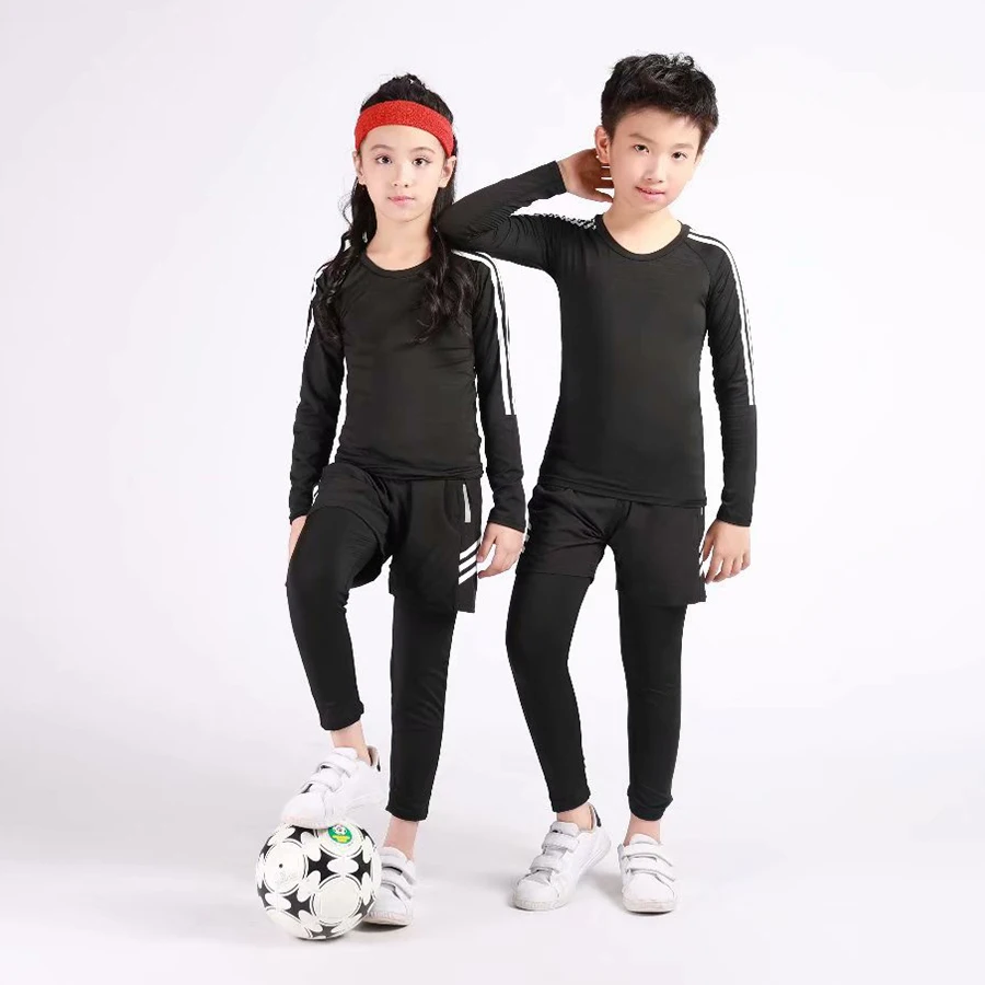 YD FU из 3 х предметов детская компрессионный спортивный костюм футбольные