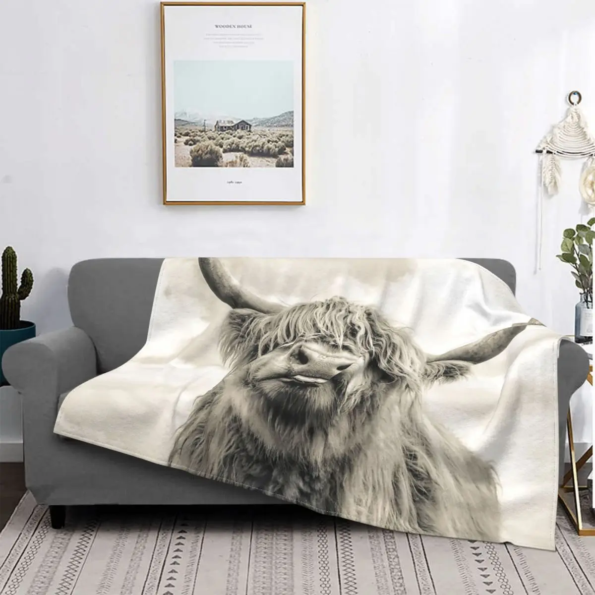 

Manta Cheeky Highland Cow, colcha para cama a cuadros, colcha de verano, manta a cuadros y fundas