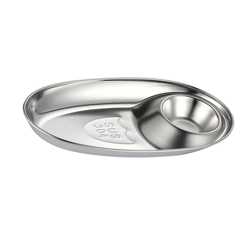 

Stainless Steel Tableware Food Dip Bowl Seasoning Plate Vinegar Plate Tableware Kitchen Accessories Barbecue Camping Tableware