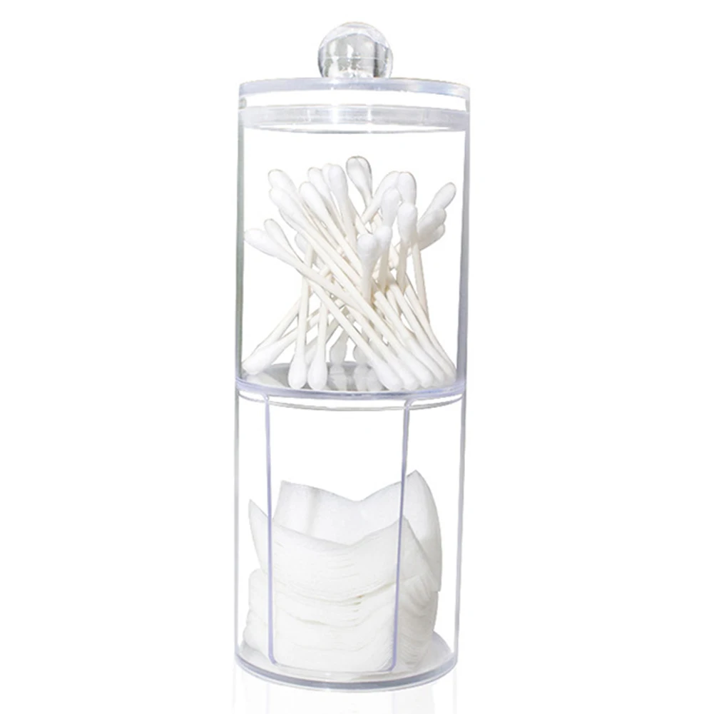 

2 in 1 Acrylic Multifunctional Round Transparent Container Cosmetic Makeup Cotton Pad Organizer Jewelry Storage Box Jars Holder/