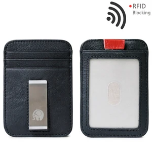 Роскошный бренд унисекс, черный дизайн из натуральной кожи, модный подарок, тонкий кошелек для путешествий, зажим для денег с передним карманом, мини-кошелек с зажимом, XYX-C061