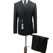 Double Breasted Suit Formal Men Wedding Dress Men All Set Men Top Grade Designer Comforts Costume Homme Solid Color Slim Fit (4)