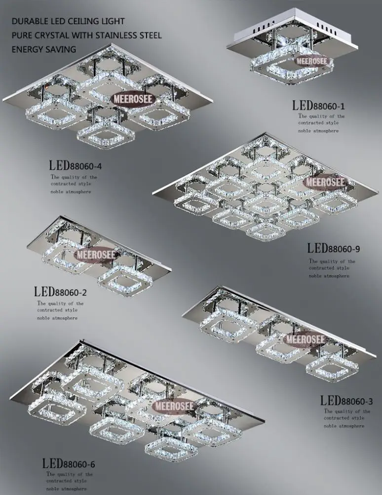 Современные прямоугольные Квадратные Светодиодные Хрустальные потолочные