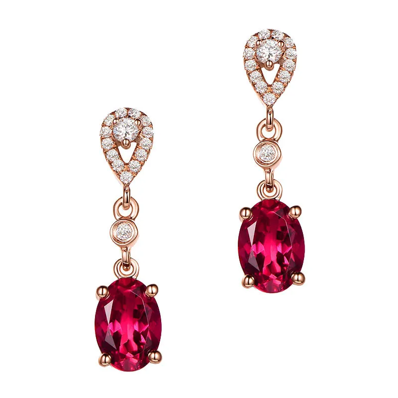 

Natural Ruby Jade Gemstone 18K Rose Gold Earrings for Women Romantic Wedding Luxury Gold Jewelry Natuarl Ruby Jade Earring Ball