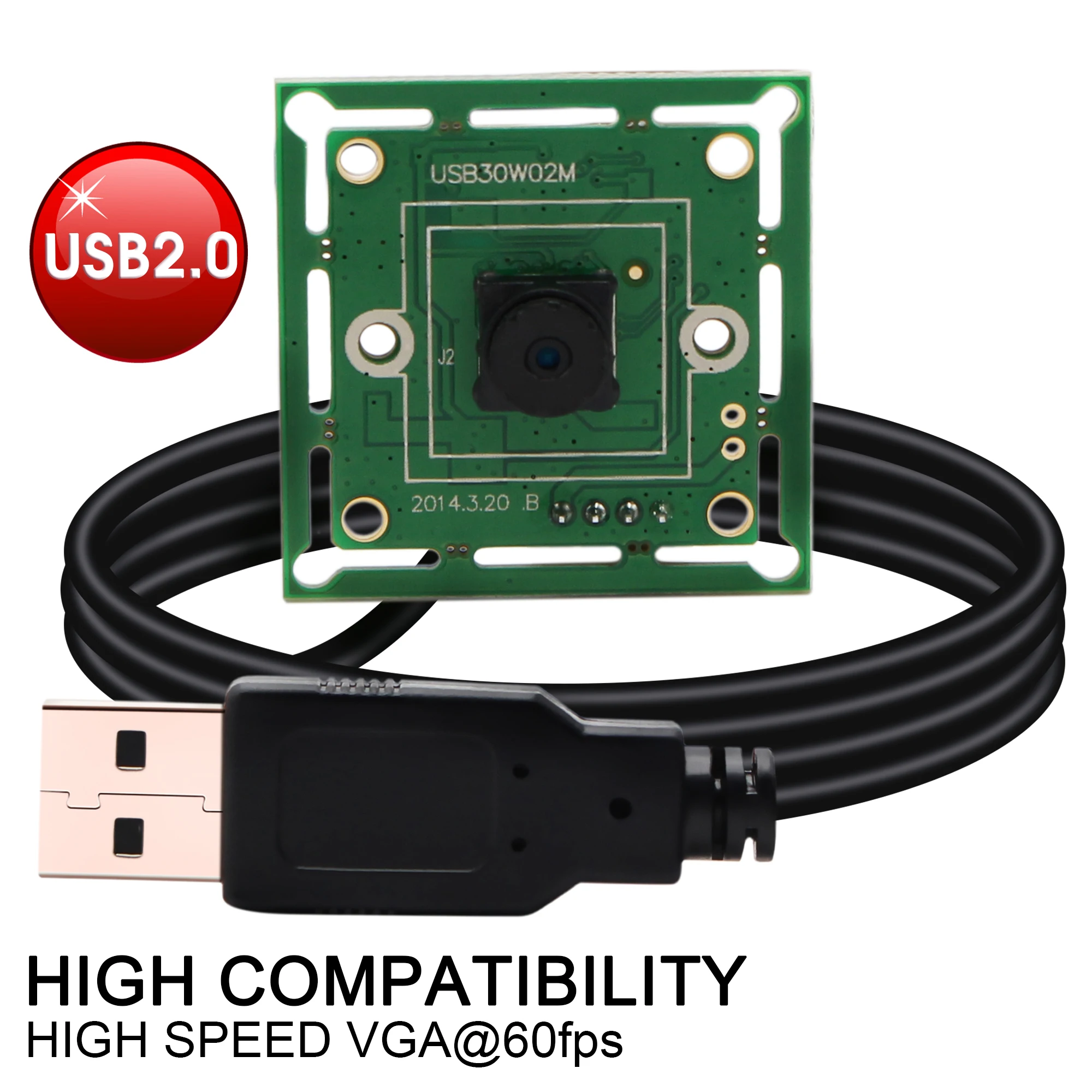 Модуль камеры ELP 640*480 VGA USB2.0 OmniVision OV7725 цветной CMOS датчик 32*32/26*26 мм mini USB с объективом