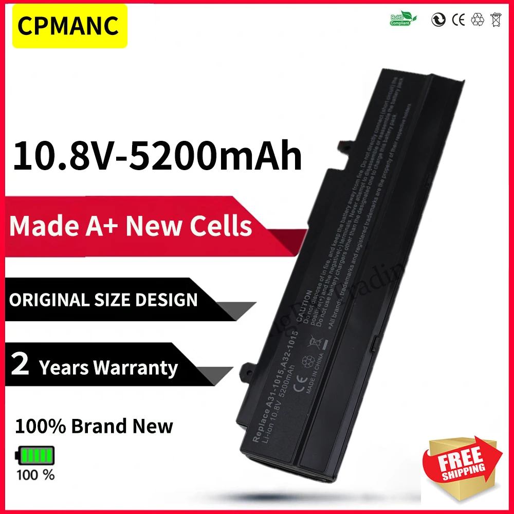 Cpmanc Preto Bateria para Asus Eee pc 1215 1215b 1015b 1015bx 1015 1015pd 1215n 1015p x 1015p 1015pem A311015 A32-1015 Al31-1015 Baterias p/ laptop
