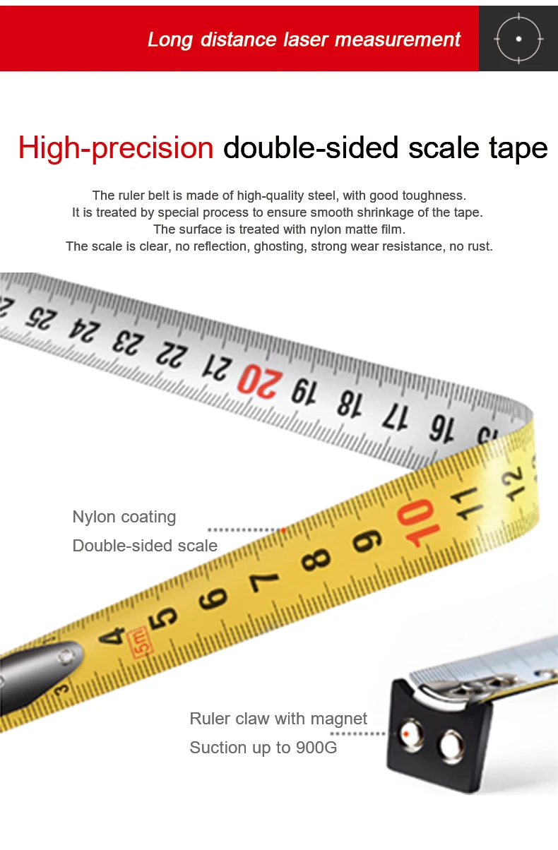 LM40T 2 in 1 Laser Ranging Tape Measure Buildings, Interior and Exterior Decoration Design Engineering Measurement rangefinder