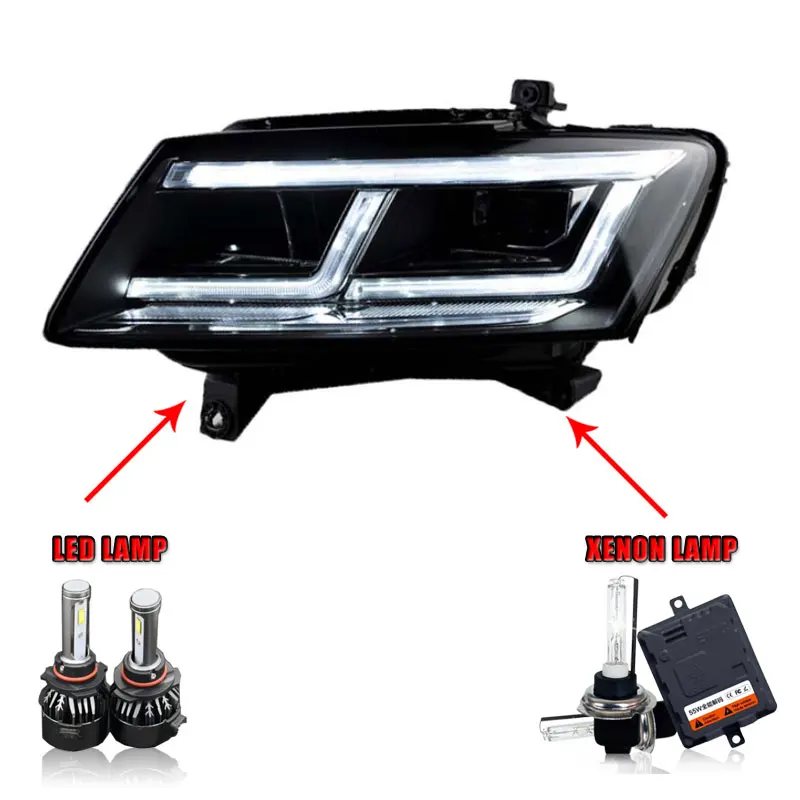 LED high beam 2 шт. автомобильный стиль светодиодный фары для Audi Q5 2009- для Q5 Головной фонарь светодиодный DRL Объектив двойной луч H7 HID Xenon bi xenon объектив - Цвет: LED high beam