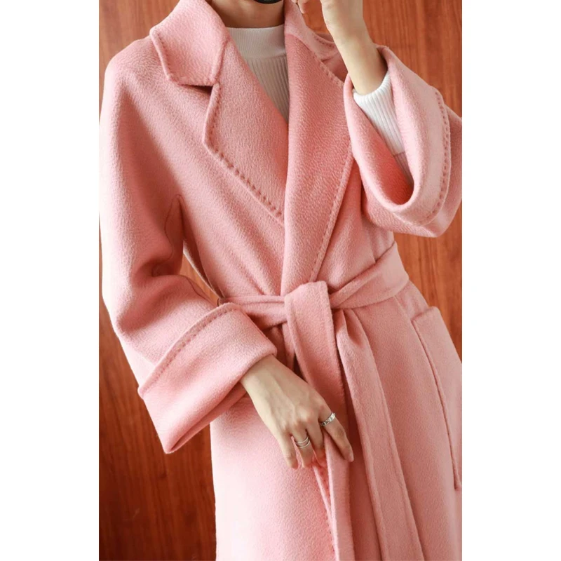 

YICIYA Winter Cashmere Coat Women Mid-length Wool Coat Water Ripples 2022 Camel Coat With Commuting Windbreaker Woman Met Coats
