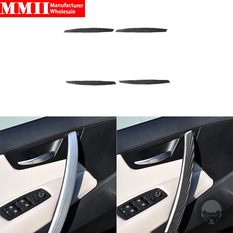 Carbon Fiber Stickers Door Handle Push Trim Strips Interiors For BMW X3 E83 2004 2005 2006 2007 2008 2009 2010 Car Accessories
