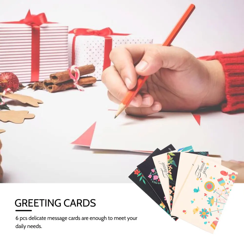 

6 Pcs Beautiful Note Cards Creative Memo Cards with Envelopes (Black)