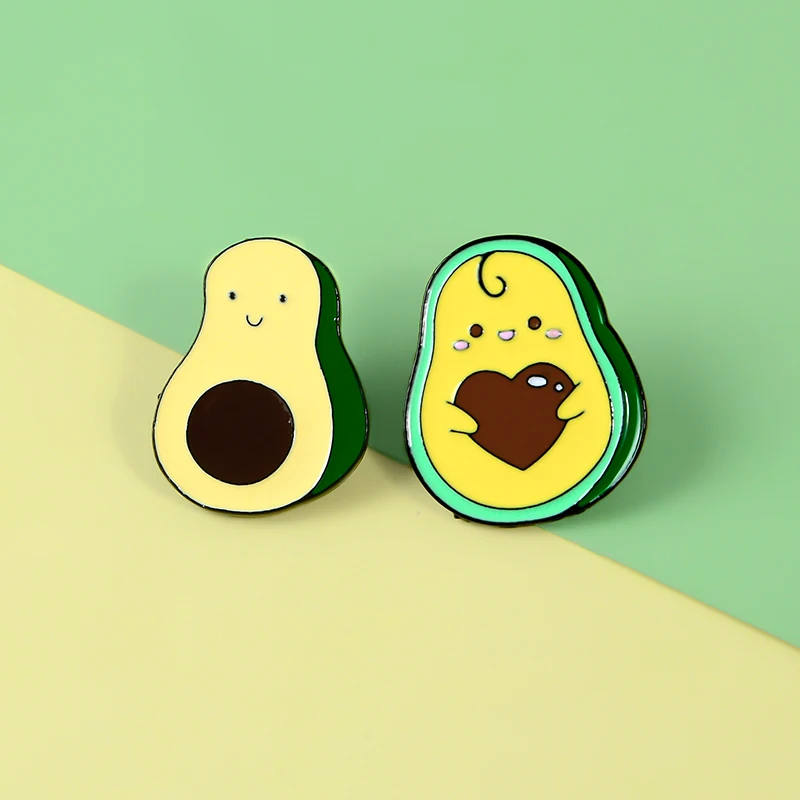 Эмалированные булавки с зеленым авокадо Забавный значок маленьким