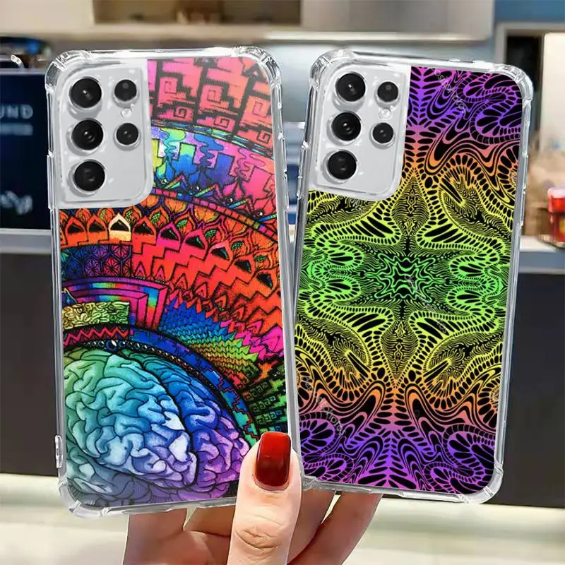 

Colourful Psychedelic Trippy Art Phone Case Transparent for Samsung A 10 21S 31 50 51 52 12 71 S note 10 20 21 fe plus ultra