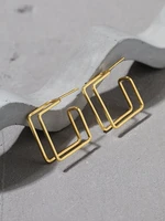 925 sterling silver simple geometric design stud earrings gold 18k color for female luxury punk trendy jewellery fine 2021