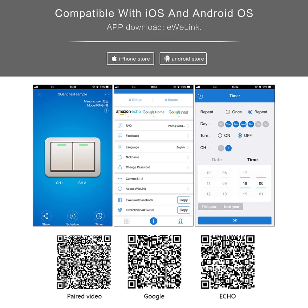 Умный дом Minitiger 4 клавиши 1 канал беспроводной Wi Fi европейский стандарт сенсорный