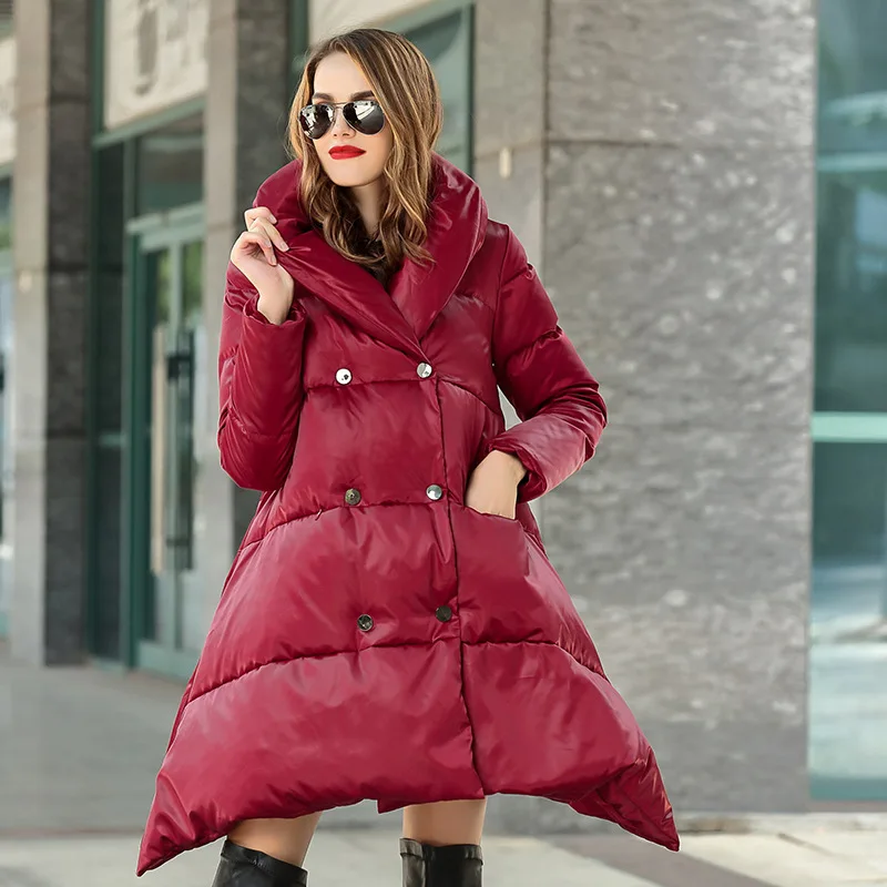 Пуховик женский длинный двусторонний | Женская одежда