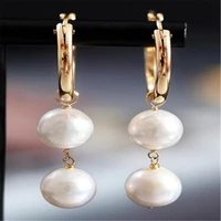 fashion 10mm shell pearl earrings dangle 18kgp ms gift lucky easter freshwater classic diy cultured beautiful gift fools day