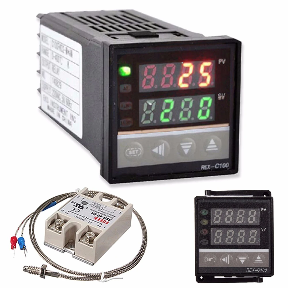 

Digital LCD PID REX-C100 Temperature Controller Set + K Thermocouple + Max.40A SSR