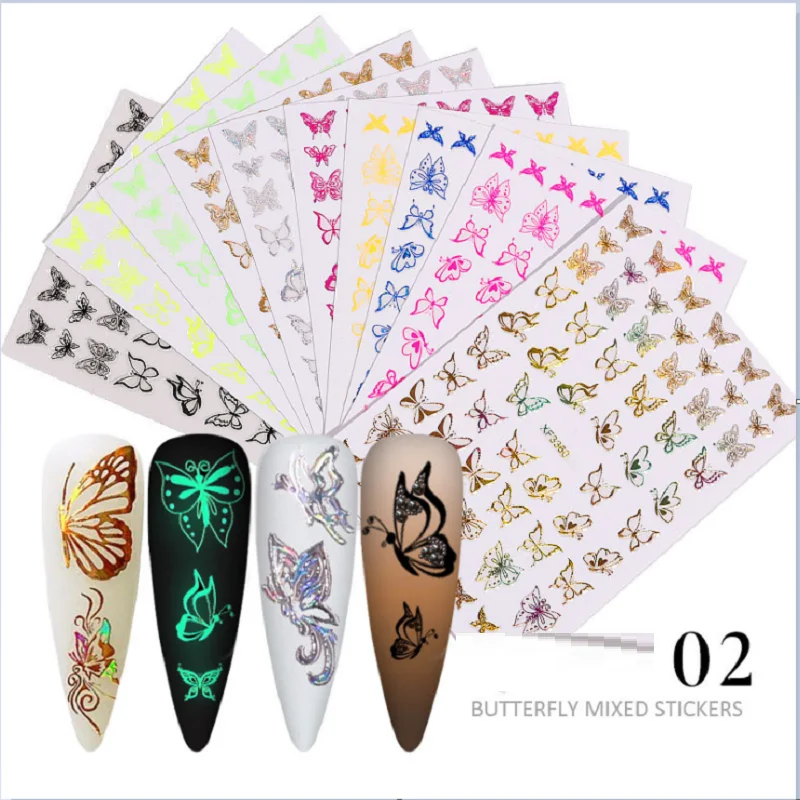 

Mixed Color Butterfly Nail Sticker Nail Sticker Laser Nail Butterfly Sticker Set