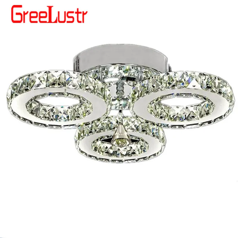 

Modern K9 Crystal LED Ceiling Lights Stainless Steel 3 Rings Lusters Plafond For Kitchen Dinning Room Luminaire Light Fixtures